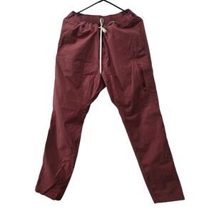 Vuori Men's Ripstop Pants Rust size Large Drawstring Elastic Waist Zip Pocket